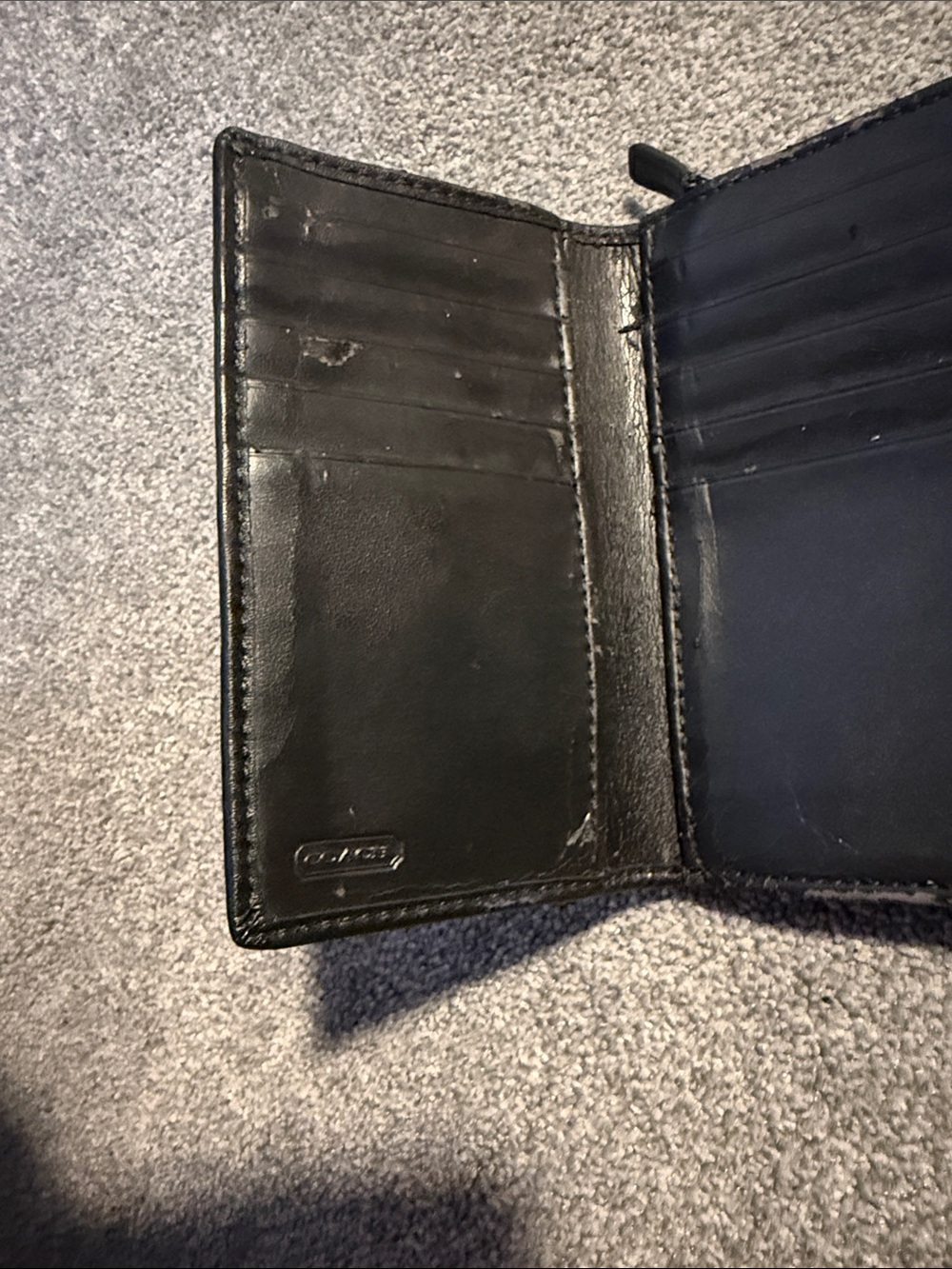 Coach Black Leather Trifold Card Holder